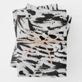 Abstrakte Pinselstriche in Schwarz und Weiß Art Geschenkpapier Set (Beispiel)