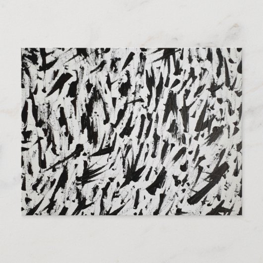 Abstrakte Pinselstriche in Schwarz und Weiß Art Postkarte (Vorderseite)