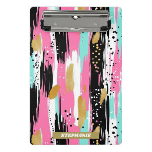 Abstrakte Pinselstriche - Minze & Rosa (2) Mini Klemmbrett