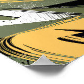 Abstrakte Pinselstriche mit Olive Green & Yellow Poster (Ecke)