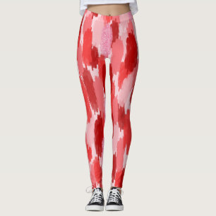 Abstrakte Pinselstriche Muster in Rosa Leggings