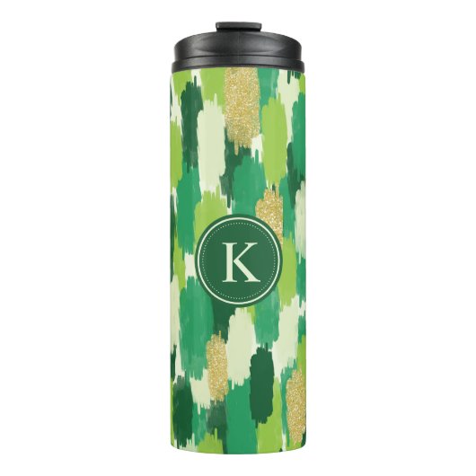 Abstrakte Pinselstriche, Muster Monogram Thermosbecher (Vorderseite)