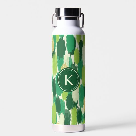 Abstrakte Pinselstriche, Muster Monogram Trinkflasche (Vorne)