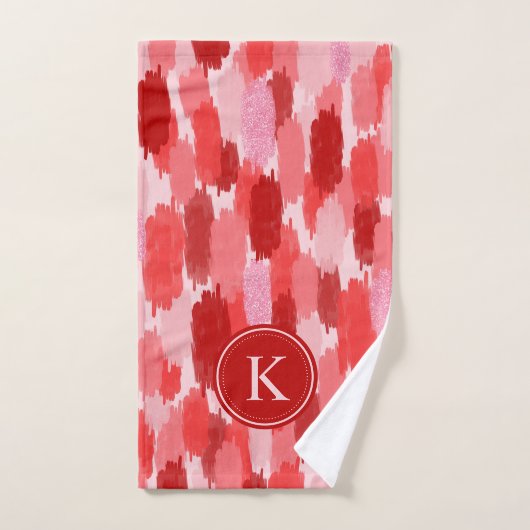 Abstrakte Pinselstriche Muster Monogramm Badhandtuch Set (Handtuch)