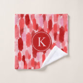 Abstrakte Pinselstriche Muster Monogramm Badhandtuch Set (Waschlappen)