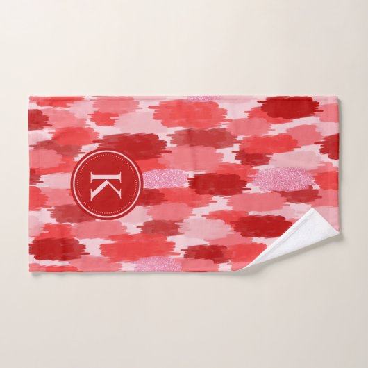 Abstrakte Pinselstriche Muster Monogramm Badhandtuch Set (Handtuch)