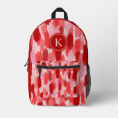 Abstrakte Pinselstriche Muster Monogramm Bedruckter Rucksack (Vorderseite)