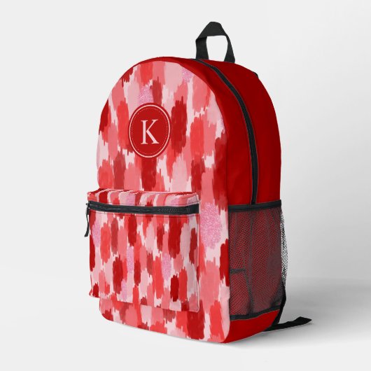 Abstrakte Pinselstriche Muster Monogramm Bedruckter Rucksack (Rückseitige Ecke Rechts)