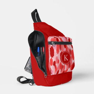 Abstrakte Pinselstriche Muster Monogramm Crossbody Bag