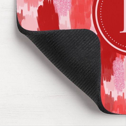 Abstrakte Pinselstriche Muster Monogramm Mousepad (Ecke)