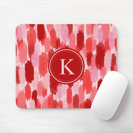 Abstrakte Pinselstriche Muster Monogramm Mousepad (Mit Mouse)