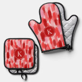 Abstrakte Pinselstriche Muster Monogramm Ofenhandschuh & Topflappen-Set (Vorderseite/Rückseite)