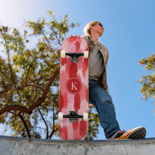 Abstrakte Pinselstriche Muster Monogramm Skateboard