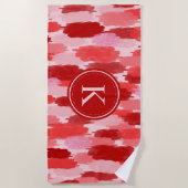 Abstrakte Pinselstriche Muster Monogramm Strandtuch (Vorderseite)