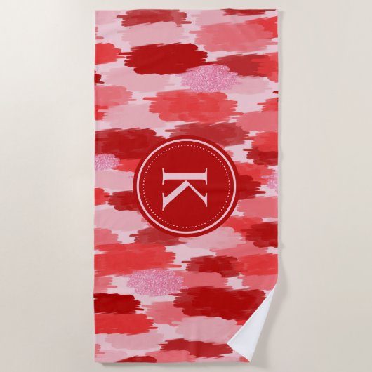 Abstrakte Pinselstriche Muster Monogramm Strandtuch (Vorderseite)