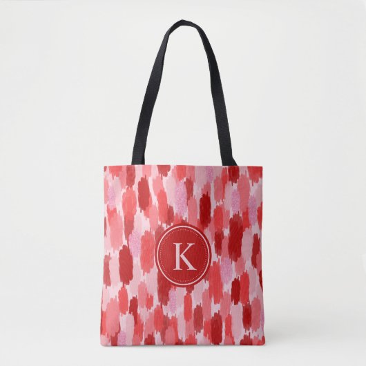 Abstrakte Pinselstriche Muster Monogramm Tasche (Vorderseite)