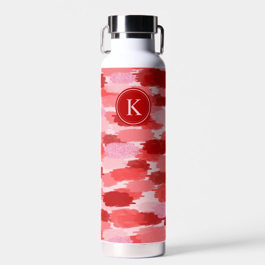 Abstrakte Pinselstriche Muster Monogramm Trinkflasche (Vorne)
