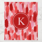 Abstrakte Pinselstriche Muster Monogramm Weinetikett (Einzelnes Label)