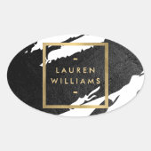 Abstrakte Pinselstriche Ovaler Aufkleber (Vorderseite)