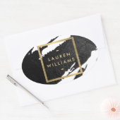 Abstrakte Pinselstriche Ovaler Aufkleber (Umschlag)