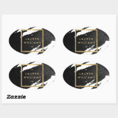 Abstrakte Pinselstriche Ovaler Aufkleber (Blatt)