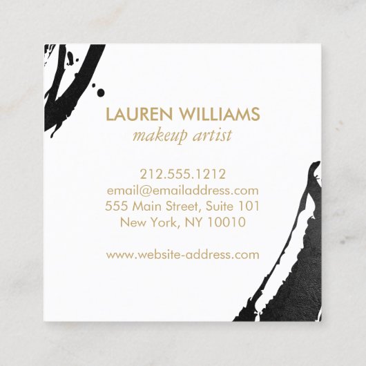 Abstrakte Pinselstriche Quadratische Visitenkarte (Rückseite)