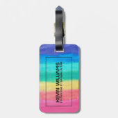 Abstrakte Pinselstriche Rosa Blau-Grün und Gelb Gepäckanhänger (Rückseite vertikal)