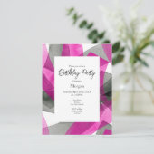 Abstrakte Pinselstriche, rosa, schwarz Einladung (Stehend Vorderseite)