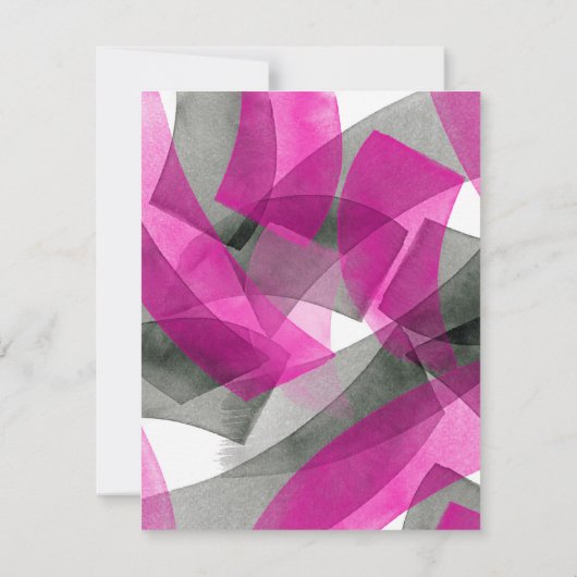 Abstrakte Pinselstriche, rosa, schwarz Einladung (Rückseite)