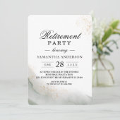 Abstrakte Pinselstriche und goldfarbene Pinselstri Einladung (Stehend Vorderseite)