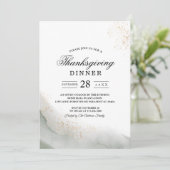 Abstrakte Pinselstriche und goldfarbene Pinselstri Einladung (Stehend Vorderseite)