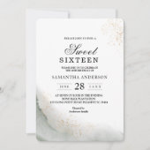 Abstrakte Pinselstriche und goldfarbene Pinselstri Einladung (Vorderseite)