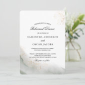 Abstrakte Pinselstriche und goldfarbene Pinselstri Einladung (Stehend Vorderseite)