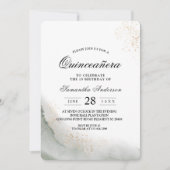 Abstrakte Pinselstriche und goldfarbene Pinselstri Einladung (Vorderseite)