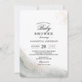 Abstrakte Pinselstriche und goldfarbene Pinselstri Einladung (Vorderseite)