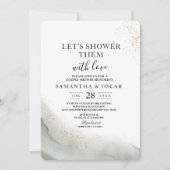 Abstrakte Pinselstriche und goldfarbene Pinselstri Einladung (Vorderseite)