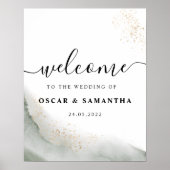 Abstrakte Pinselstriche und goldfarbene Pinselstri Poster (Vorne)