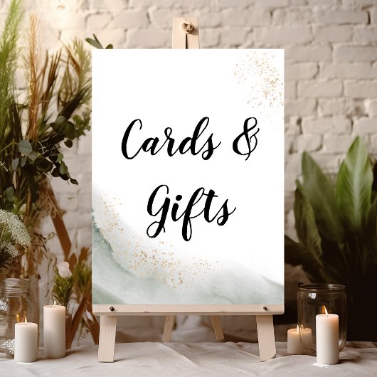 Abstrakte Pinselstriche und goldfarbene Pinselstri Poster