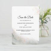 Abstrakte Pinselstriche und goldfarbene Pinselstri Save The Date (Stehend Vorderseite)