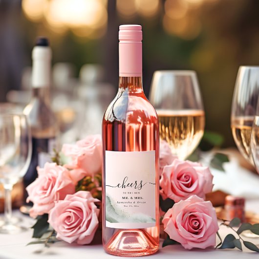 Abstrakte Pinselstriche und goldfarbene Pinselstri Weinetikett