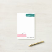 Abstrakte Pinselstriche und grüne Pinselstriche Pe Post-it Klebezettel (Auf Schreibtisch)