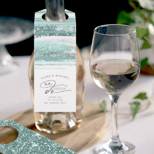 Abstrakte Pinselstriche Wir danken Ihnen Aquamarin Flaschenanhänger