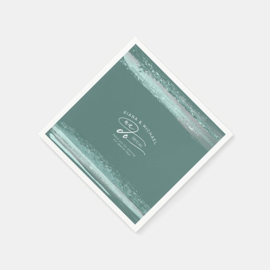 Abstrakte Pinselstriche Wir danken Ihnen Aquamarin Serviette (Ecke)