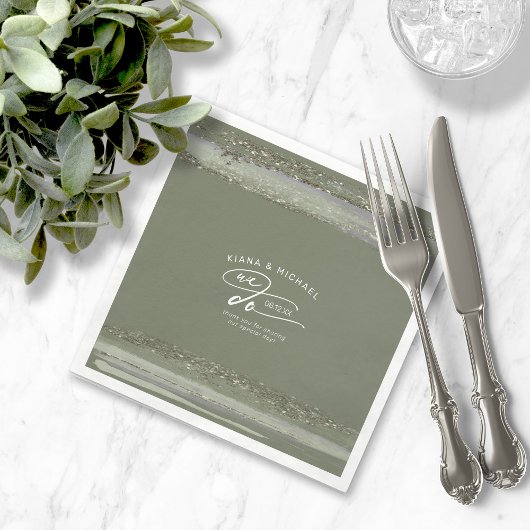 Abstrakte Pinselstriche Wir danken Ihnen ID886 Serviette