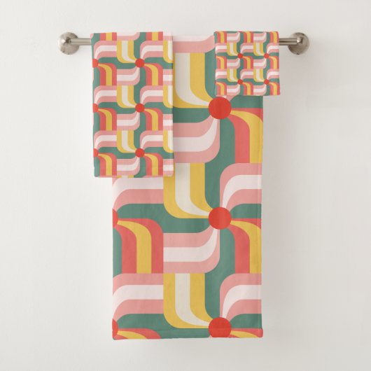 Abstrakte Pinwheels Badhandtuch Set (Insitu)