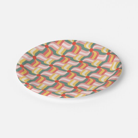 Abstrakte Pinwheels Pappteller (Schrägansicht)