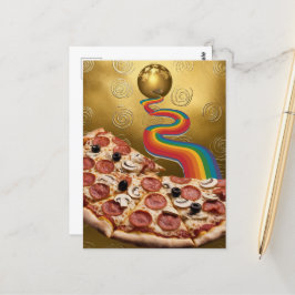 Abstrakte Pizza Rainbow Gold Spirals Sci-fi Postkarte