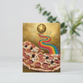 Abstrakte Pizza Rainbow Gold Spirals Sci-fi Postkarte (Stehend Vorderseite)