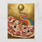 Abstrakte Pizza Rainbow Gold Spirals Sci-fi Postkarte (Vorderseite)