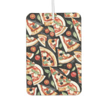 Abstrakte Pizzaslics auf schwarzem Hintergrund